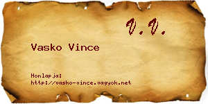 Vasko Vince névjegykártya